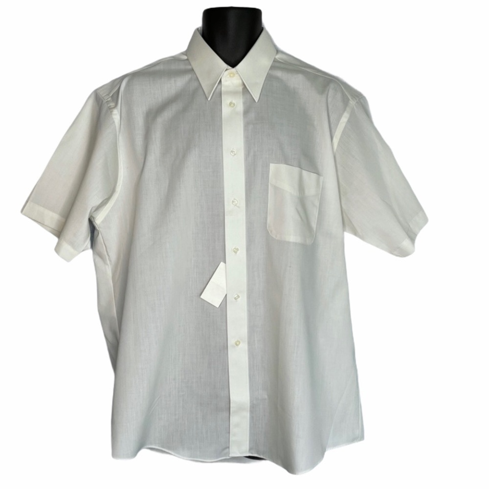 SAVILE ROW Button Down Dress Shirt Wrinkle Free Short Sleeve Pale Yellow Neck 17